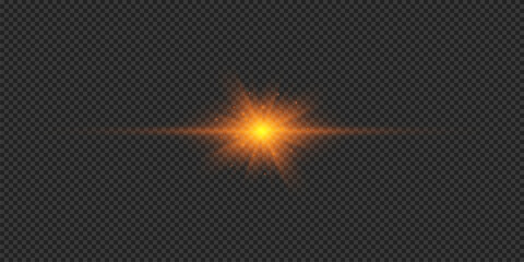 Orange horizontal light effect of lens flares - obrazy, fototapety, plakaty
