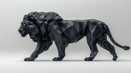 Monochrome Geometric Lion in Motion