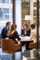 Client and legal team discussing contract terms and conditions, ensuring legal compliance and risk mitigation, Generative AI