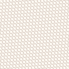 Subtle vector seamless pattern with diagonal wavy shapes, chain, curved lines. Simple beige and white geometric texture. Endless abstract minimal background. Repeated design for print, textile, decor