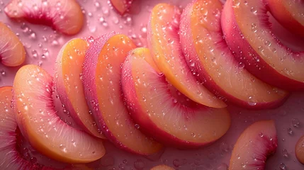 Foto op Plexiglas Peach slices forming a beautiful pattern. AI generate illustration © PandaStockArt