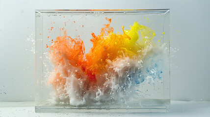 Explosions of color frozen mid-air, captured within transparent bounds. - obrazy, fototapety, plakaty
