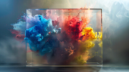 Explosions of color frozen mid-air, captured within transparent bound - obrazy, fototapety, plakaty