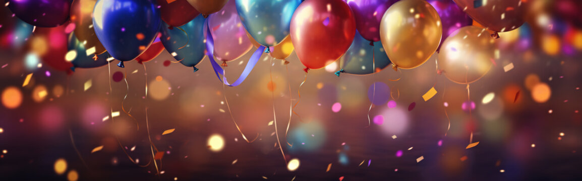 Party Background Colored Confetti Balloons.