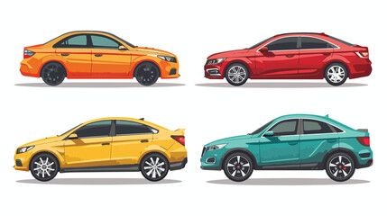 Set of cars. Includes hatchback sedan sport coupe and