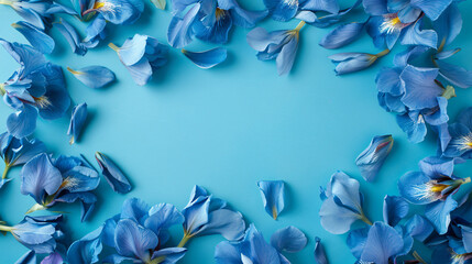 Flower background Blue lilies with copy space 