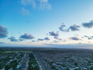 Aerial View of Botany Bay Beach and Sea View During Sunset at Broadstairs Kent, England UK. April...