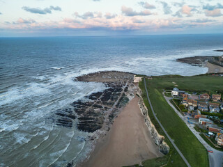 Aerial View of Botany Bay Beach and Sea View During Sunset at Broadstairs Kent, England UK. April...