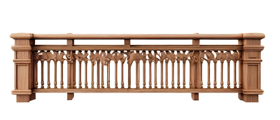 Balcony wooden railing isolated on transparent background	
