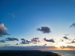 Aerial View of Botany Bay Beach and Sea View During Sunset at Broadstairs Kent, England UK. April...