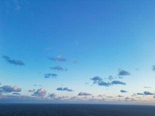 Obraz premium Aerial View of Botany Bay Beach and Sea View During Sunset at Broadstairs Kent, England UK. April 21st, 2024
