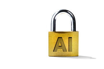 Padlock with AI Letters on Transparent Background