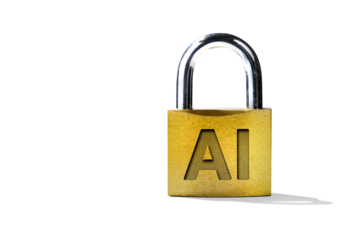Padlock with AI Letters on Transparent Background