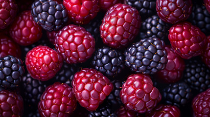 Fresh Blackberries pattern background for market. Close-up blackberry texture for sale poster and packaging.