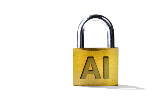 Padlock with AI Letters on Transparent Background