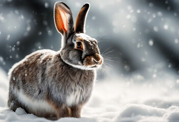 'grey snow white rabbit Background Nature Easter Tree Winter Forest Portrait Cute Pets Young Beautiful Mammal Season Fur Snowfall Hare Ear Outdoor Ears Cold animal FluffyBackground Nature Easter Tree'