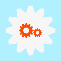 gear doodle setting icon hand drawn cartoon art illustration on blue