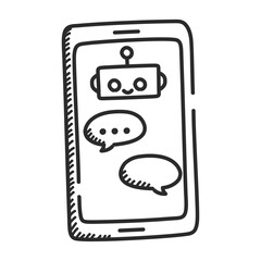 Generative artificial intelligence related icon vector isolated. Doodle illustration, concept of modern technology. Chat bot, AI innovation. Text creation.