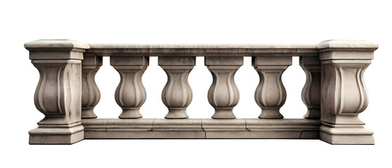Naklejka premium Balcony stone railing isolated on white background 