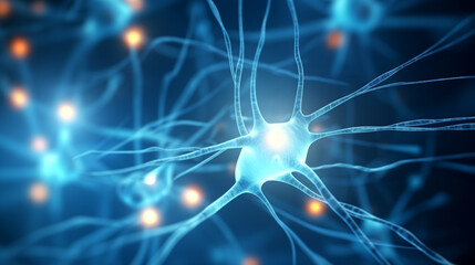 Blue neurons electrical nerve signals neurotransmitter