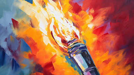 Burning colourful torch representing sport achievements