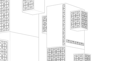 modular modern architecture 3d illustration