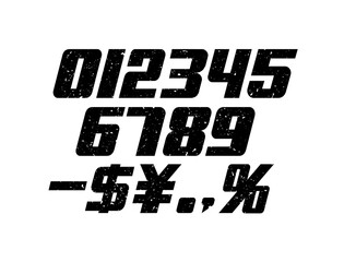Original number font illustration (italic/grunge texture)