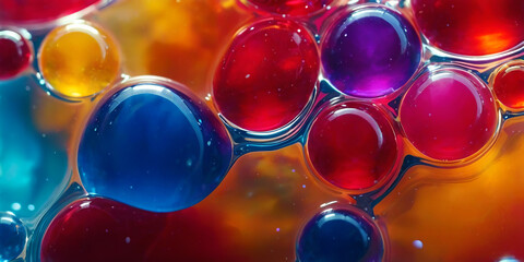 Bright colorful bubbles, abstract liquid background