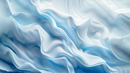  The artwork presents a serene display of white and blue forms, waving softly and bringing an overwhelmingly calming sensation - obrazy, fototapety, plakaty