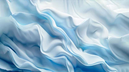 Foto op Canvas  The artwork presents a serene display of white and blue forms, waving softly and bringing an overwhelmingly calming sensation © Natalia8888