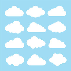 Cloud sticker clip vector set, flat design