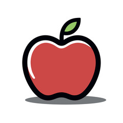 Apple fruit simple cartoon icon, vector illustration on white background