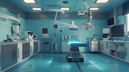 Surgical Room and modern medical devices in Hospital - obrazy, fototapety, plakaty