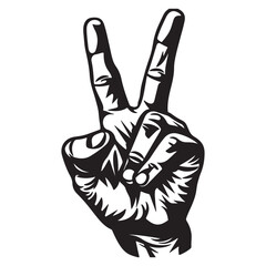 Simple hand peace sign icon logo, vector illustration on white background