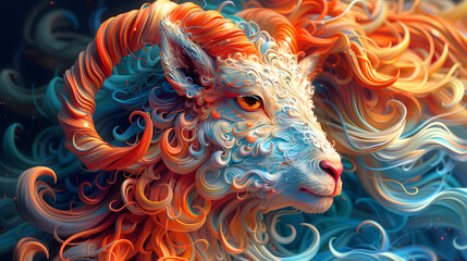 Aries zodiac sign, bright sunny colors