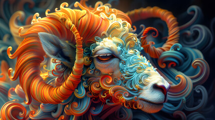 Aries zodiac sign, bright sunny colors