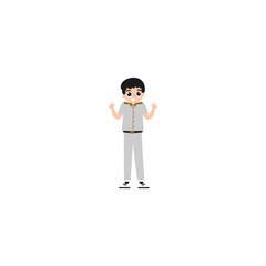 the teacher's pose is greeting teacher