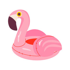 Flamingo inflatable float rubber ring isolated on white. Vector cartoon flat illustration. Summer icon.