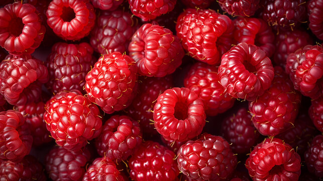 Fresh ripe raspberries pattern background for market. Close-up raspberry texture for sale poster and packaging.