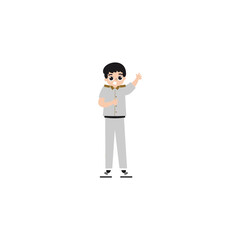 the teacher's pose is greeting teacher
