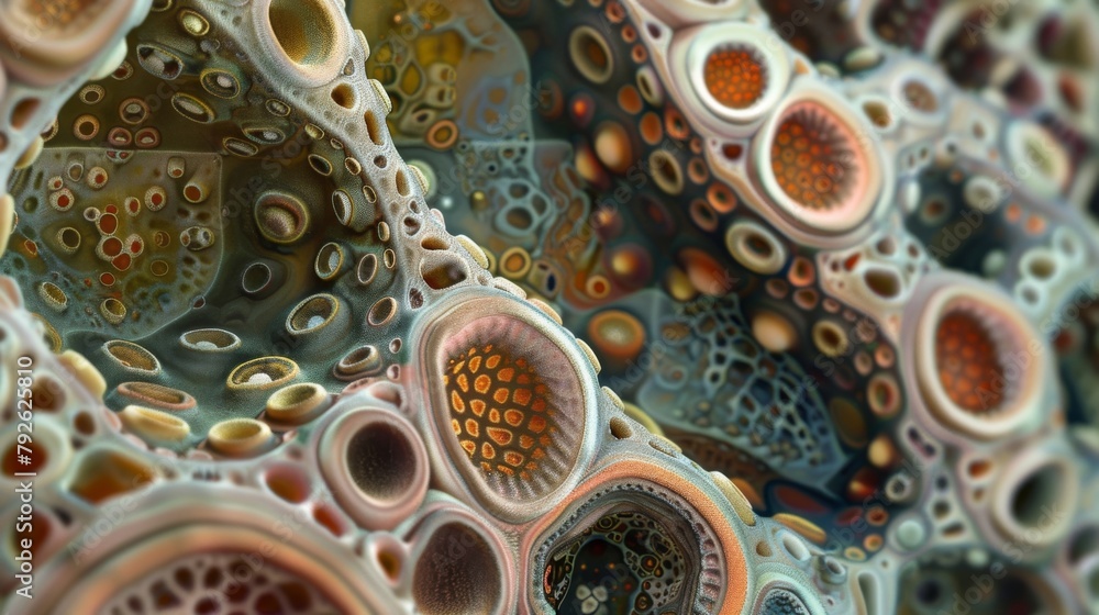 Poster as if observing a secret world the microscopic image reveals the intricate details of individual spo