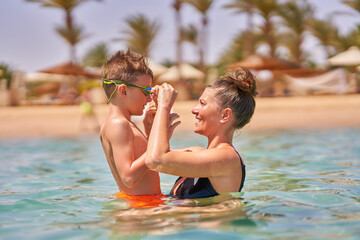 Photo of relaxing vacation in Egypt Hurghada mother with son - 792626455