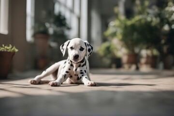 'puppy white side dalmatian isolated view pawing dog pet half face animal canino carnivore catch...