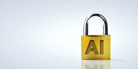 AI Security Concept Symbolized by a Standing Padlock