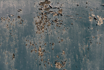 old blue iron rusty wall close up