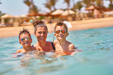 Photo of relaxing vacation in Egypt Hurghada mother with son - 792632085