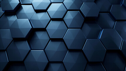 Naklejka premium Hexagonal dark blue background texture. 3d illustratio