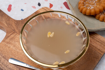 Cafe, sikhye, jujube tea, milk shake, ice, strawberry, latte, pineapple, juice, pretzel meringue, hamburger, bread, sandwich, garlic bread