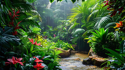Humid atmosphere of a tropical garden.