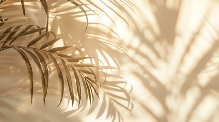 Abstract background with palm leaf shadows on white wall